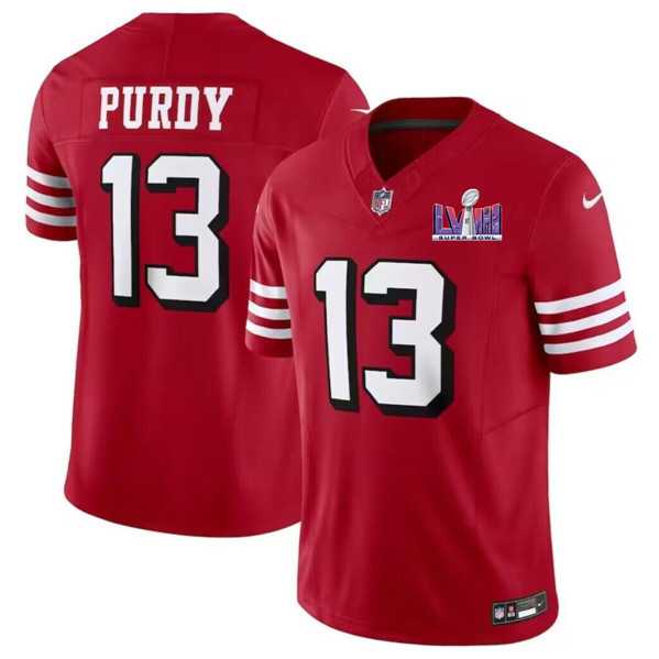 Men & Women & Youth San Francisco 49ers #13 Brock Purdy New Red 2024 F.U.S.E. Super Bowl LVIII Patch Vapor Untouchable Limited Jersey
